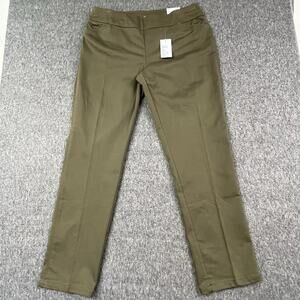 Croft Barrow Pants Womens 16 Long (34x32) Green Effortless Stretch - NEW